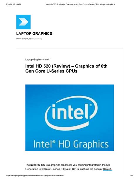 Intel HD 520 (Review) – Graphics of 6th Gen Core U .